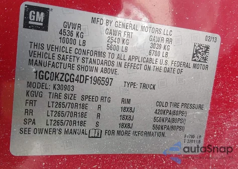 2013 Chevrolet Silverado 3500Hd Work Truck from USA, damaged, VIN 1GC0KZCG4DF196597